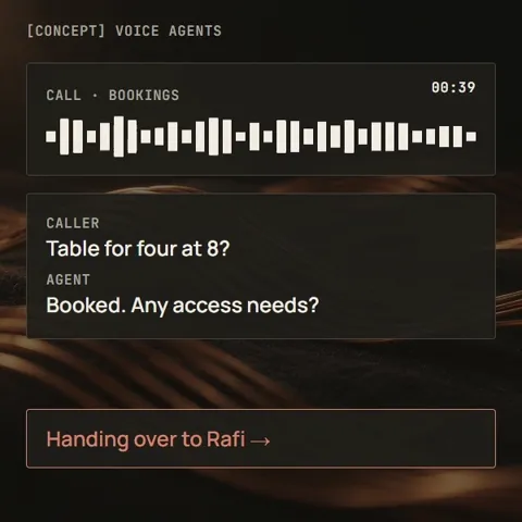 Concept: a voice agent taking a booking and handing over to a person